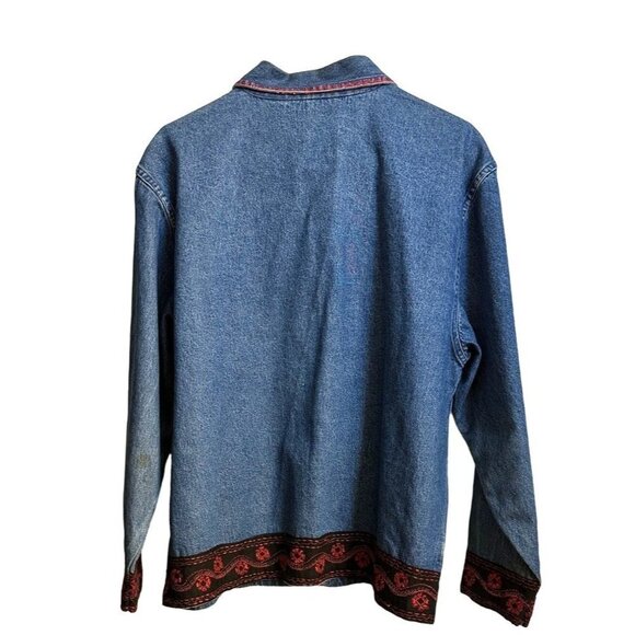 Vintage Life Style Women’s Denim Jacket Button Front Embroidered  Size Medium Sk - Picture 5 of 11